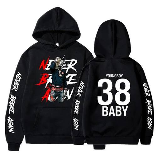 Printed loose long sleeved hooded sweatshirt宽松长袖连帽卫衣
