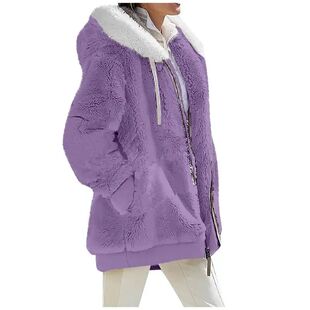 Long sleeved zipper hooded warm jacket长袖拉链连帽保暖外套女