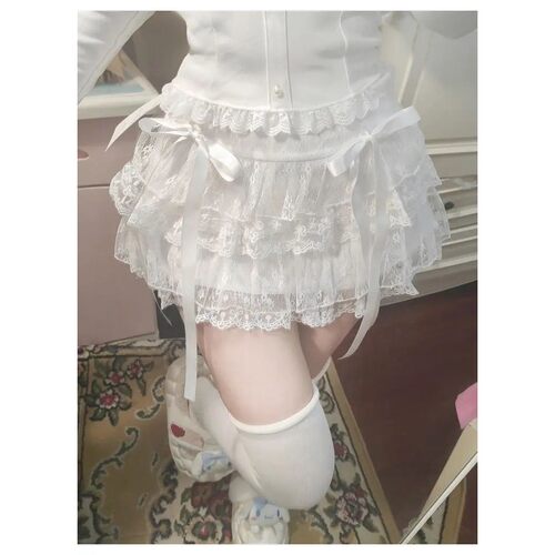 white black skirt lace skirt women蕾丝蓬蓬裙短裙蓬松裙子女式