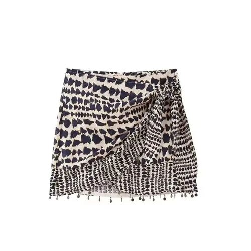 Irregular printed short skirt for women 不规则交叉印花短裙女
