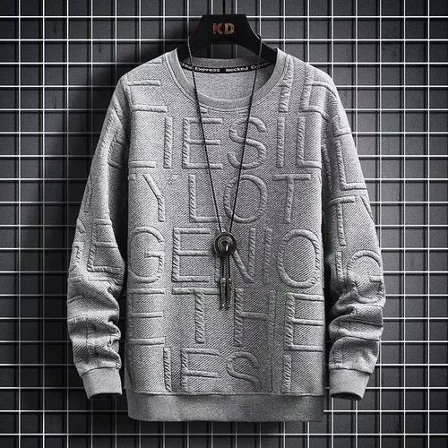 Loose round neck long sleeved pullover男式宽松圆领长袖套头衫