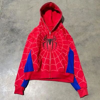 Spider print long sleeved hoodie jacket 蜘蛛印花长袖卫衣外套
