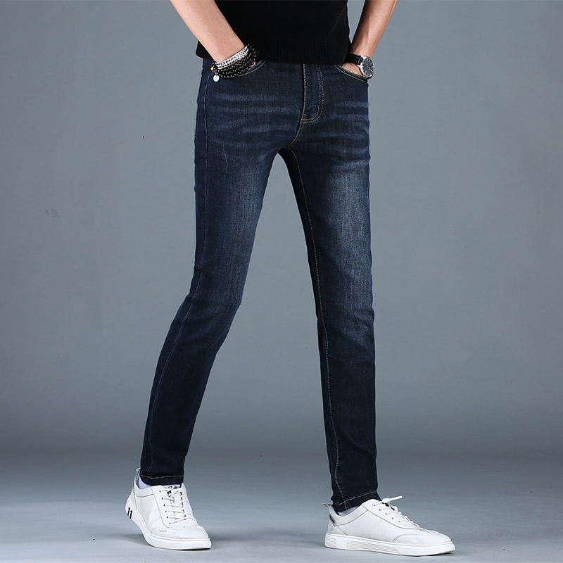 夏季新款修身小脚男士牛仔裤