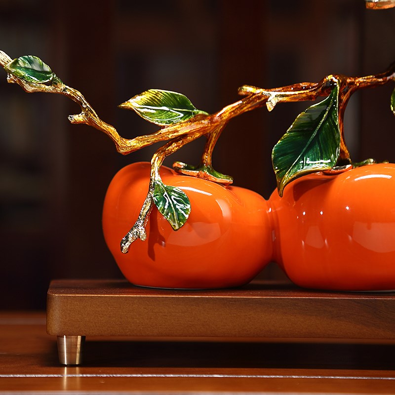 柿柿事事如意柿子摆件客厅玄关酒柜装饰送领导搬新家乔迁之喜礼品