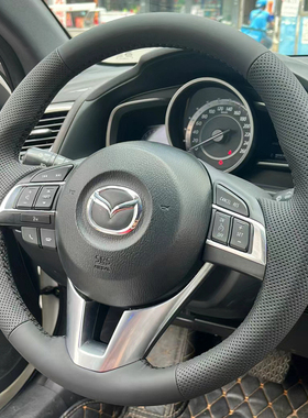 MazdaCX-5昂克赛拉方向盘套真皮翻毛CX-4阿特兹把套专用手缝全包