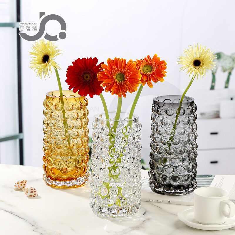速发创意水珠玻璃竹瓶泡泡培水富贵花百合玫瑰插花马醉木桌面