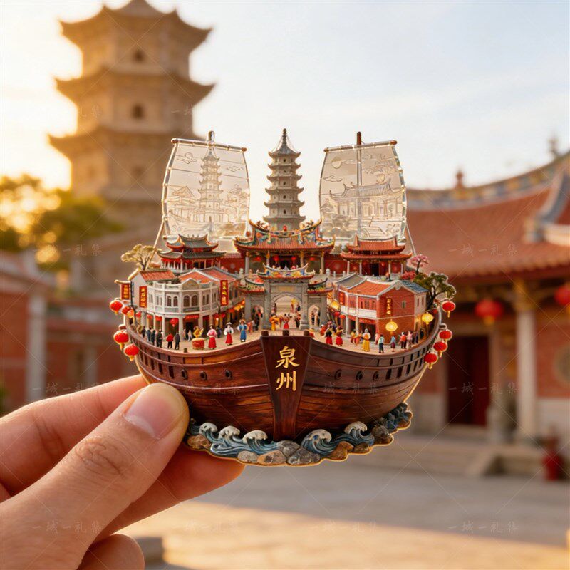 速发泉州金属磁吸冰箱贴福建开元寺东西塔中山路骑楼天后宫旅游伴