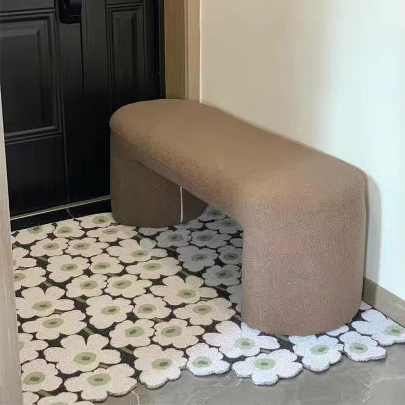 速发换鞋凳家用门口入户设计师服装店创意羊羔麦绒芬凳餐桌长条凳