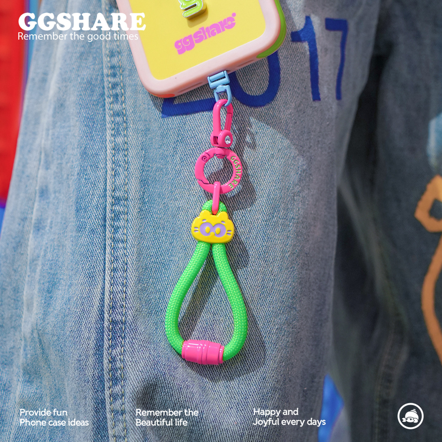 GGSHARE寄居蟹原创设计编织超短手指绳手机挂绳 2026新款手机挂件可爱高级感超好看手机绳防丢挂链彩色钥匙扣