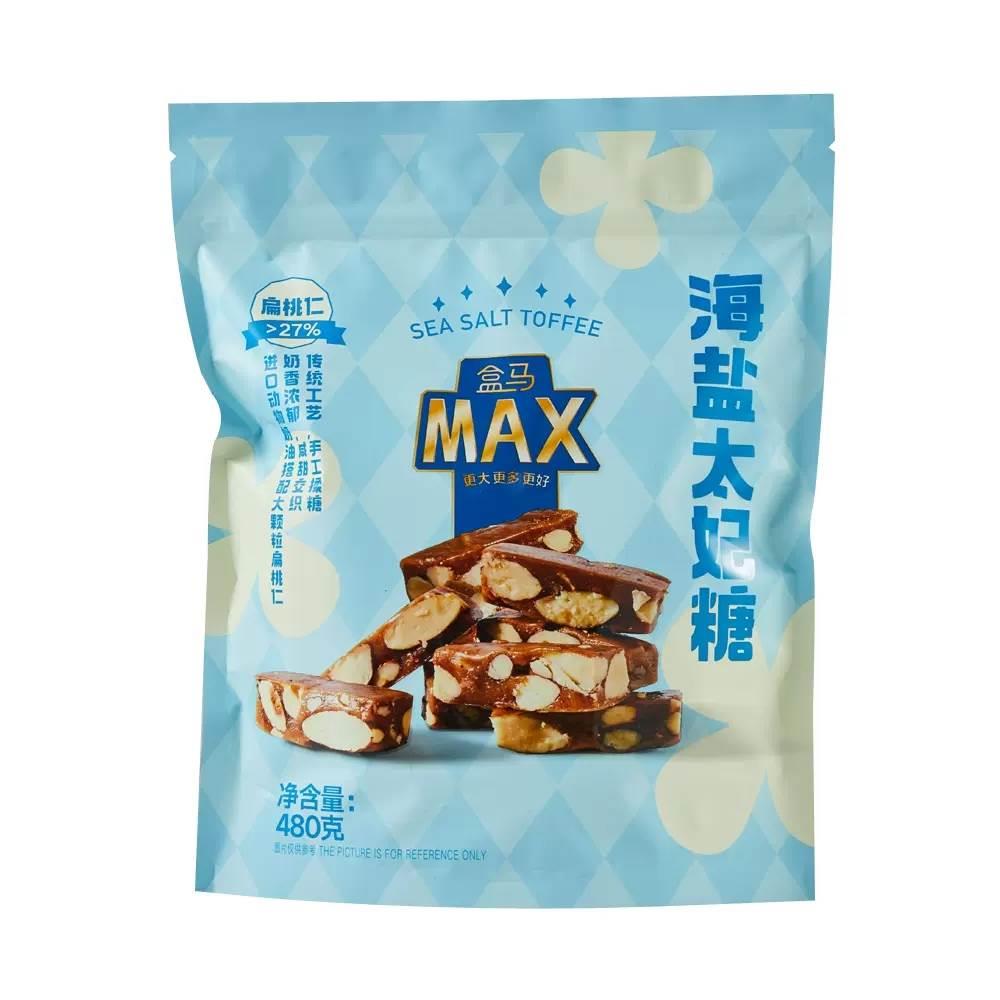 盒马MAX海盐太妃糖480g咸甜酥脆奶香扁桃仁夹心独立小包装零食 零食/坚果/特产 焦糖/太妃糖 原图主图