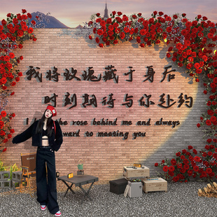 速发打照氛布置店门口墙面壁纸吸引人装 饰拍卡直播间区围背景