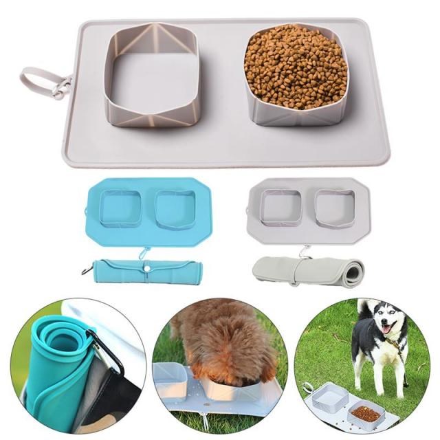 速发Pet Dog Bowl Sil Bowls Outdoor Fdig Travel Puppy Dog