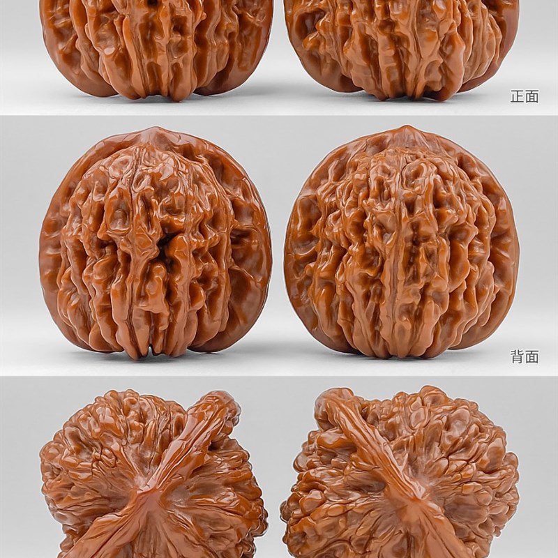 新款文玩核桃精品四座楼狮t子头一物一图一对把玩闷尖矮桩白茬手