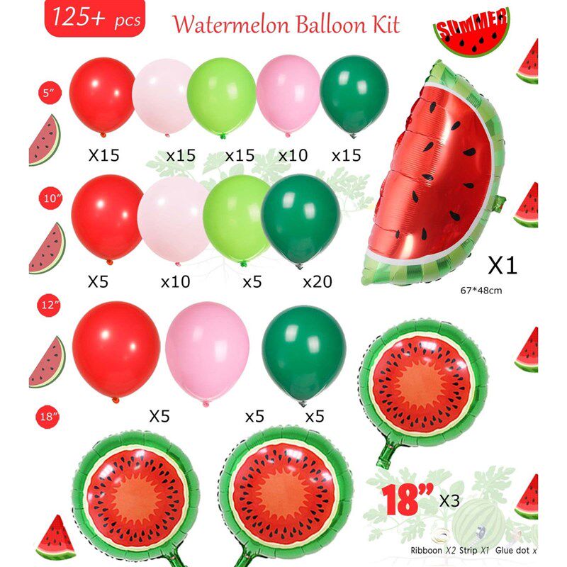 速发新款夏季西瓜主题拱门花环乳胶铝膜气球链开业装饰派对布置用