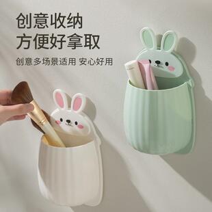 速发壁挂式小型收纳盒梳妆台化妆刷筒梳子置墙刷子挂头放床物架