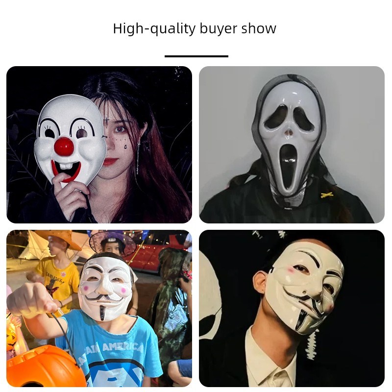 速发圣节面具恐怖成人全脸小丑可怕的v形仇杀骷髅鬼脸电锯惊心动
