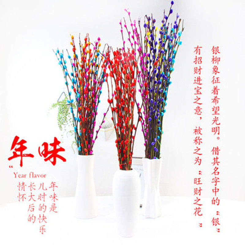 速发水插花卉水养插水干花银柳枝盆栽彩柳装饰摆件新房福桶材料招