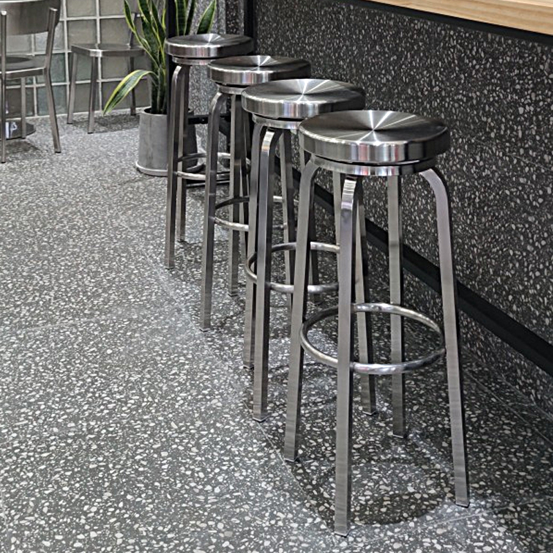 速发不锈钢高脚凳吧台凳旋转吧外金属家用简约工业风圆凳户椅艺铁