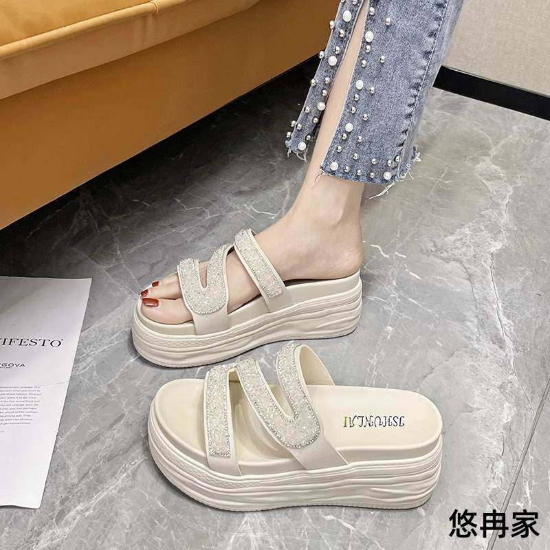 速发运动风拖鞋糕02夏松新款百搭厚底季2舒适凉拖一字拖休闲鞋