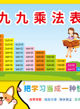 速发二年级册墙大九九小学生乘除法乘法口诀表挂上墙贴背诵图