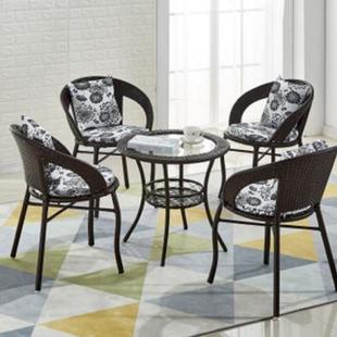 速发台桌椅休闲庭院藤椅三件套室内椅几腾茶客.户外靠背椅子组合