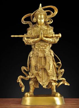 速发公铜关纯韦陀珈蓝供萨佛像摆件家居装饰品供奉韦驮神像菩奉