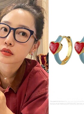 现货我们这十年白百何同款温柔珐琅爱心耳扣轻奢小众设计耳环耳饰