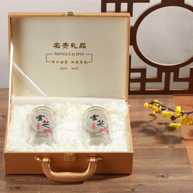 现货灵芝袍子g粉包装盒礼盒孢子粉手提盒子黄色孢子粉瓶装礼盒