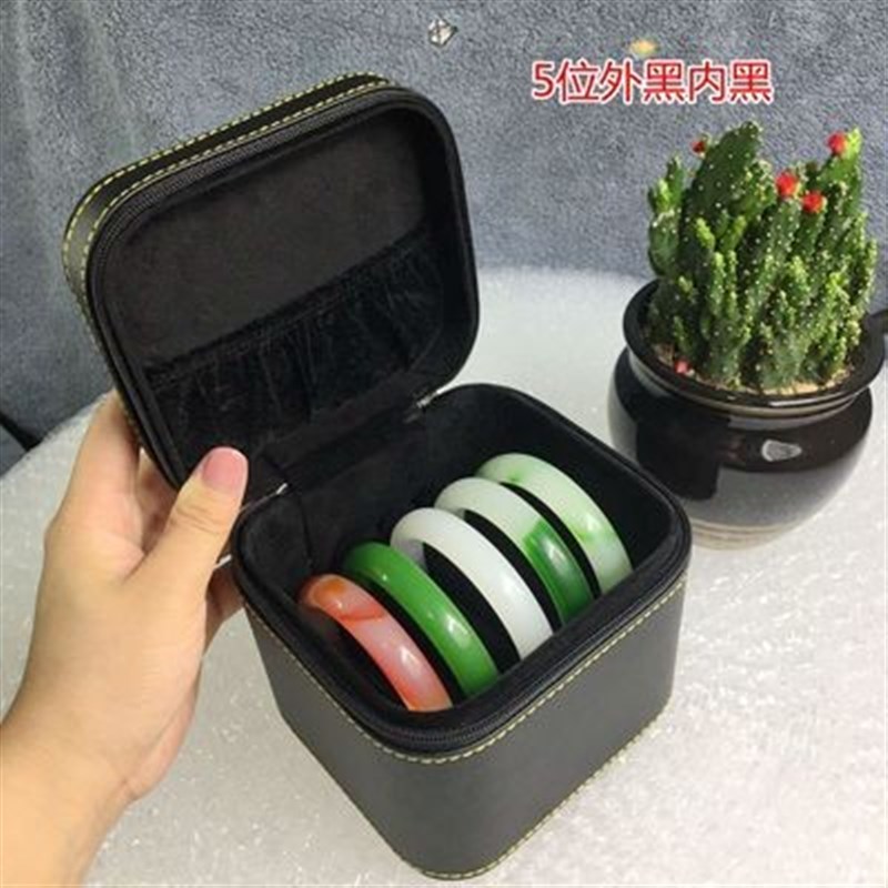 现货升级7位手镯箱展会首饰收纳盒子手提大容量多层W翡翠玉镯箱收