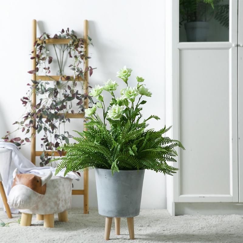 芊蔚室内整物体仿绿植装真饰把束蕨植盆HSX景摆件跨境