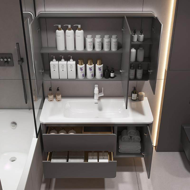 熠达新款木浴室柜组陶瓷一体橡盆智能镜柜卫间洗漱洗脸台生ZZV盆