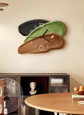 中古餐厅挂钟术绿色抽F99T57J9象感复古艺厅钟风表客创意挂墙时钟