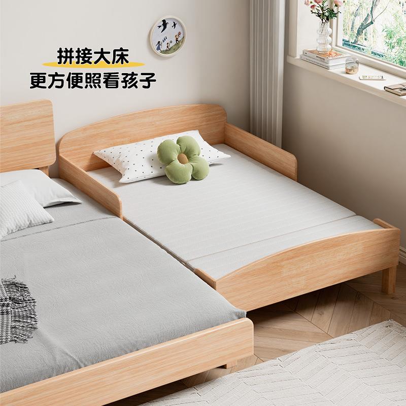 实木儿童伸床缩床折叠抽拉拼接床男带BDU护栏女孩主成长公床0.8/1