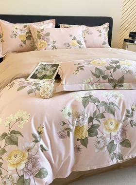 南通家纺纯加厚加密VVQ71336床上四套花卉床单被套时尚棉件条格床