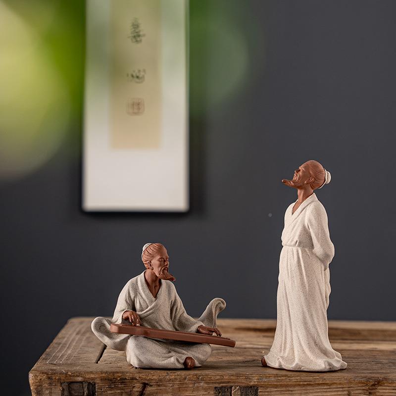 紫中砂式历史物功夫ZLU人摆件茶圣陆羽伯牙觅知老音子孔子钟子期