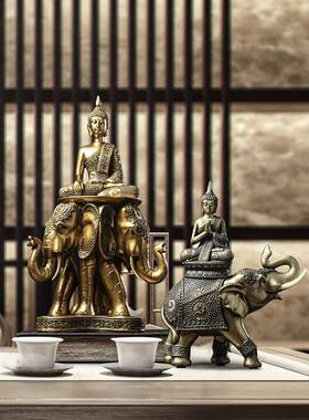 跨坐象佛境新款坐象佛家居玄关件装饰摆简约复电视柜坐古艺象佛摆