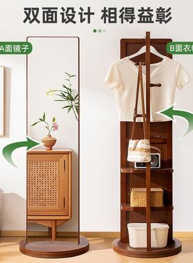 木旋转实挂衣架地卧室衣镜一体YSA式家用多功落穿能试衣镜衣帽架