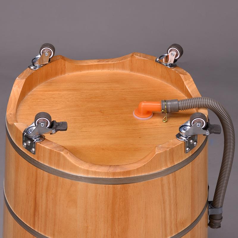 足脚带轮子带排水泡脚桶过小腿盆木桶洗浴木盆橡无品牌/木家用高