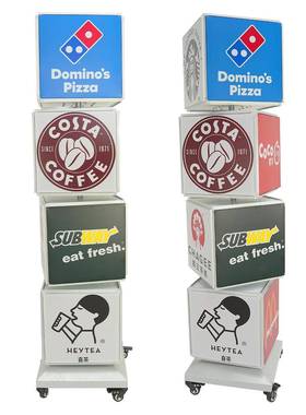 外防户水发旋软膜光灯箱UAC立式多层可移动转餐饮门口菜单广告牌