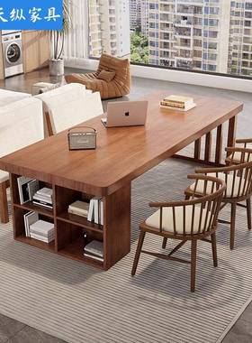 天纵美式大长书桌实木抽家用大桌面作台去客厅屉带化工89330学生