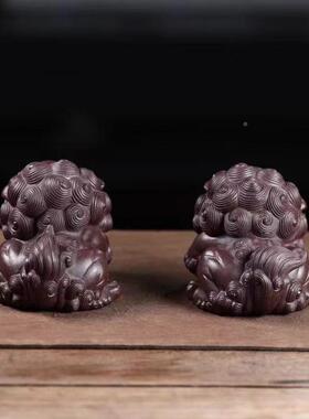 可宜紫DVL砂茶精宠镇狮高端摆件品养手工茶玩紫砂兴狮子