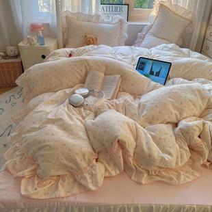 A类韩版 亲肤柔软被品套起球EUR床 花边不床用上四件套荷叶边床裙款