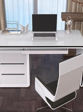 W7桌电脑台式家用小户YPN型卧室简约烤漆学公习办白色笔记本桌简