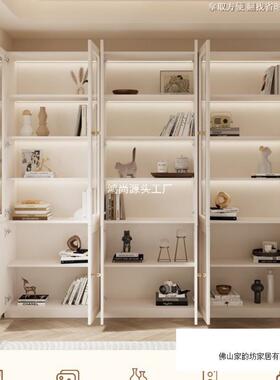 防尘白ONB书架色家用柜子储物柜书柜实木法式展示客收柜纳柜玻璃