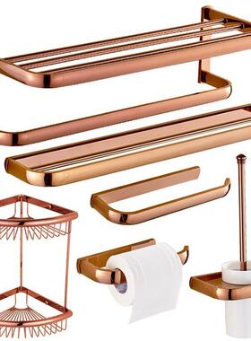 免打孔全铜厕浴巾架所黑金色巾架卫生间物架浴室毛82936置毛巾架
