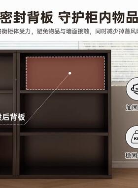 书柜置物柜一体靠书墙简约黑格子柜储物柜色架落地置物窗架飘RSI