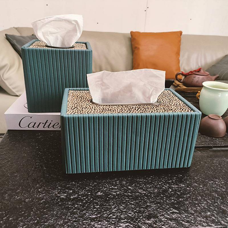 轻奢革面纸巾纸无品牌/盒家用客厅皮茶几汽车抽盒创意摆件装饰品