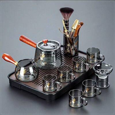 烟灰色室璃茶具套装办家LIE用轻奢高档透明茶玻壶公泡茶喝茶套餐