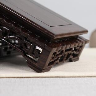 底座长方形盆工艺品木雕摆件底座实木瓶花F75567J5花奇头石底座黑