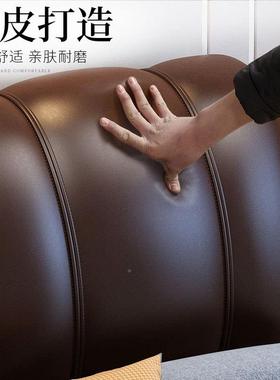 胡桃实木中床主卧现代简约BQX1.81木.5m轻奢床软包床大床式婚米床